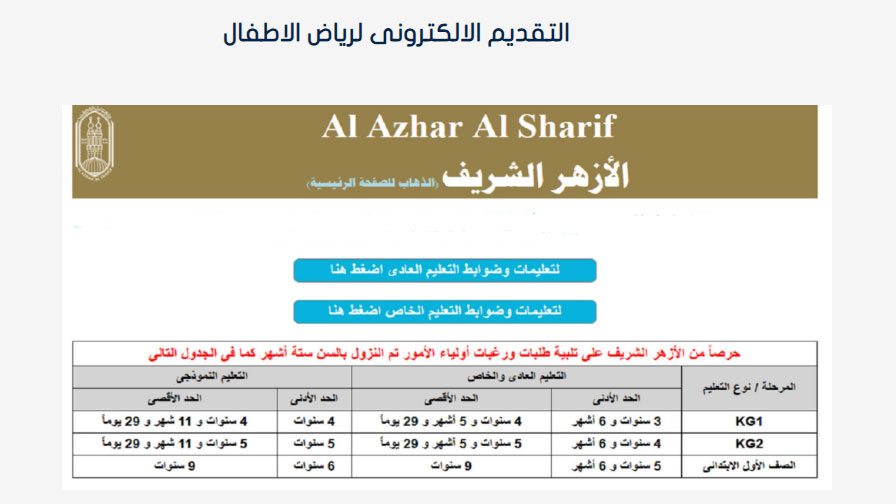 تقديم رياض الأطفال أزهر بالمحافظات